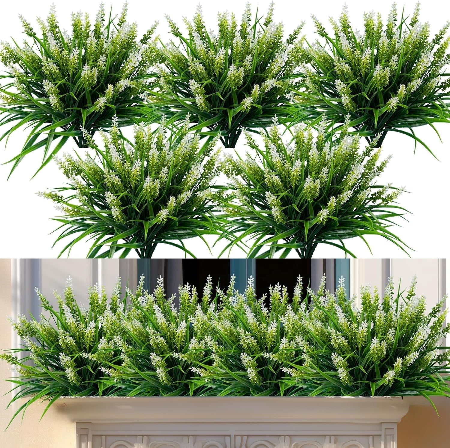 Artificial Flowers for Outdoor Plants 6 Bundles Fake Lavender Plastic ...