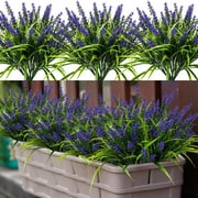 Artificial Flowers for Outdoor Plants 6 Bundles Fake Lavender Plastic Faux Monkey Grass for Verandah Window Garden Office Patio Front Porch UV Resistant for Planter