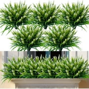 Artificial Flowers for Outdoor Plants 6 Bundles Fake Lavender Plastic Faux Monkey Grass for Verandah Window Garden Offic