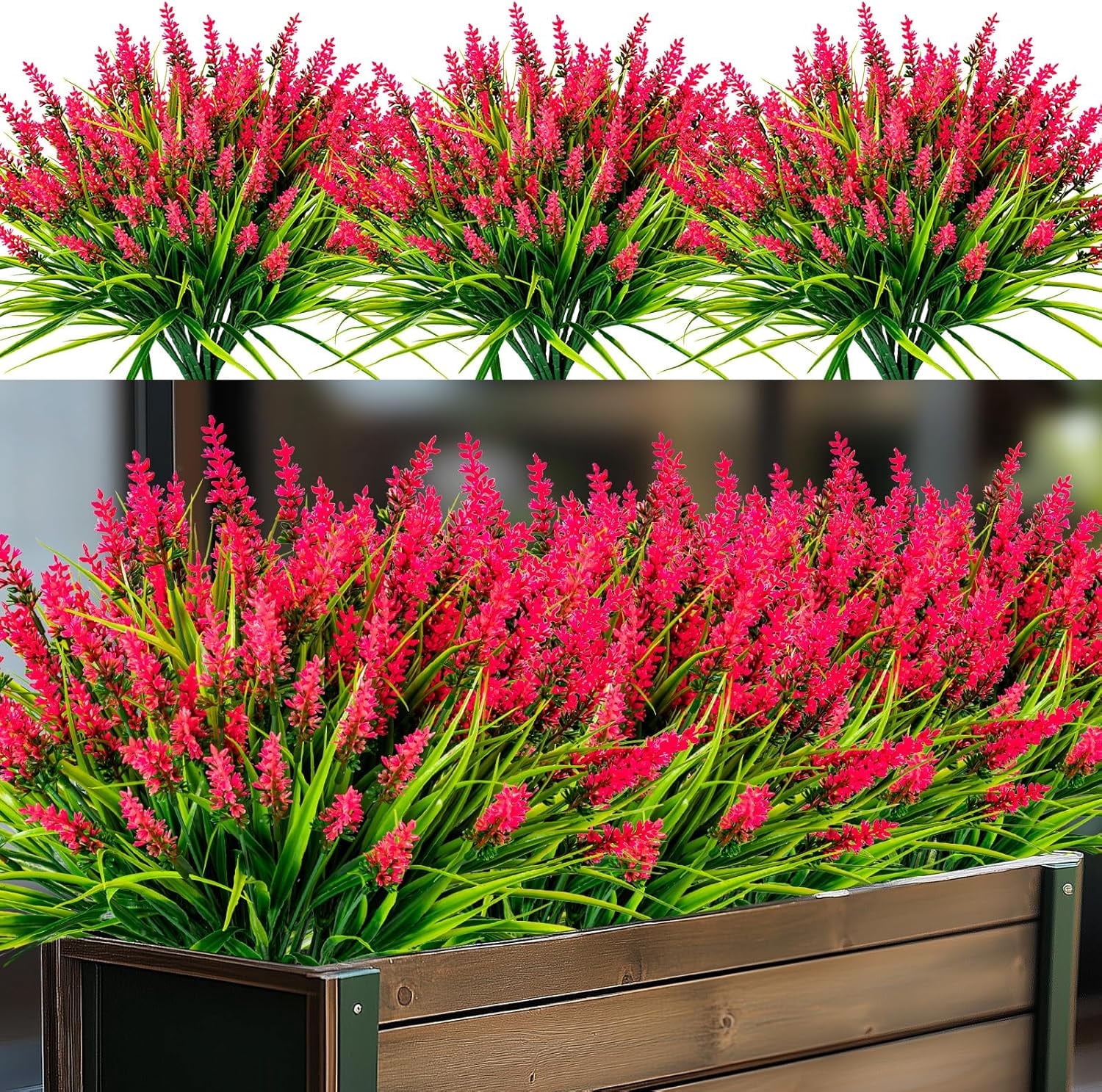 Artificial Flowers for Outdoor Plants 6 Bundles Fake Lavender Plastic ...