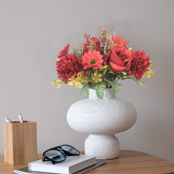 Artificial Flowers For Outdoor, Plastic Flowers Decoration, UV Resistant Faux Flowers Shrubs, Artificial Plants For Indoor Outside Garden Home Wedding Farmhouse