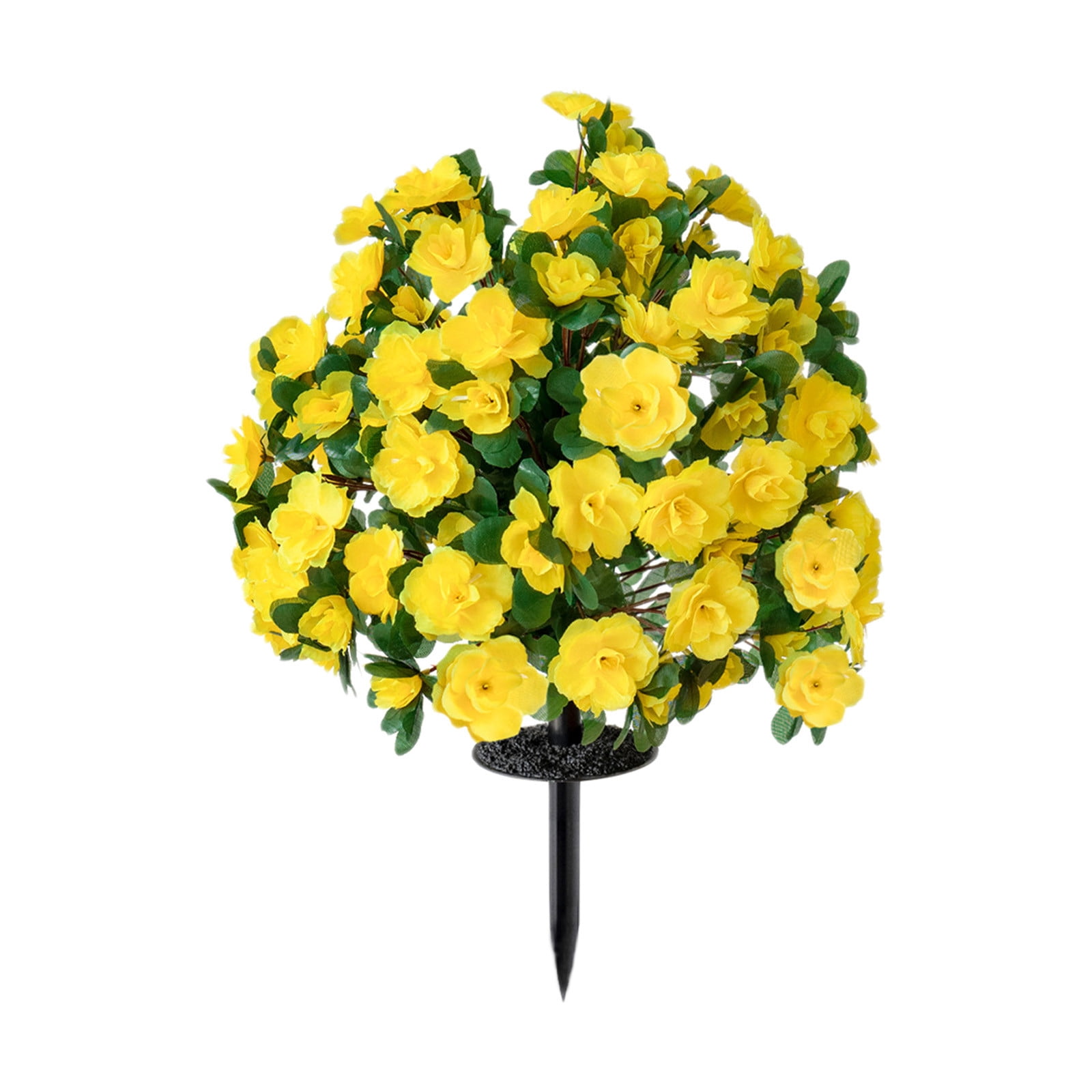 Artificial Flowers Outdoor, Realistic Fake Azalea Bush with Ground Stakes for Garden, Porch & Patio Decor, Lifelike UV Resistant Plants