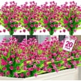 thumbnail image 1 of Artificial Flowers for Outdoor Summer Decoration, UV Resistant Faux Outsides Plastic Greenery Shrubs Artificial Plants Fake Flowers Planter Home Cemetery Decor(Magenta), 1 of 5