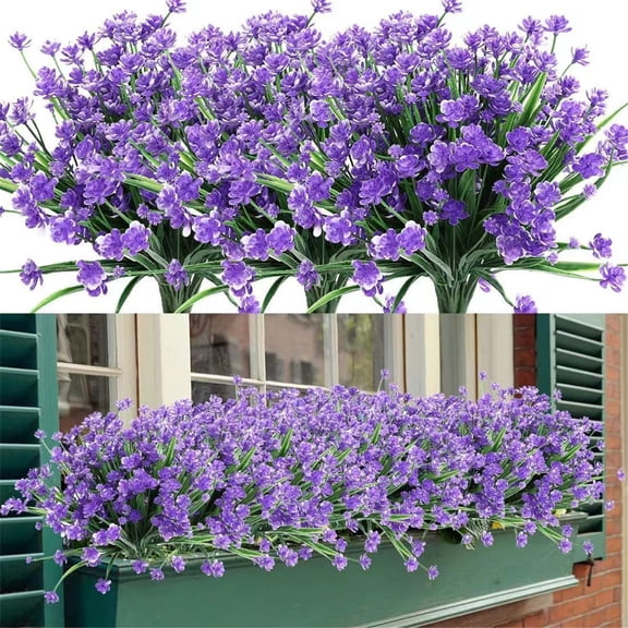 Artificial Flowers for Outdoor, UV Resistant Faux Fake Daffodil Flowers Real Touch Artificial Forget Me Not Flowers for Spring Summer Decoration Home Garden Porch Yard Home Decor,1 Bundle