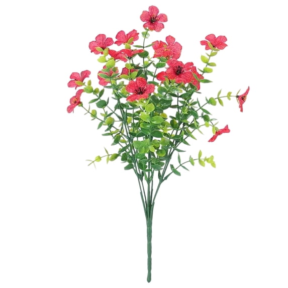 Artificial Flowers for Outdoor Use 7 Stems 35 Buds UV Resistant Faux Plastic Greenery Plants Realistic Fake Floral Arrangements for Garden Patio Porch Window Box Home Decor