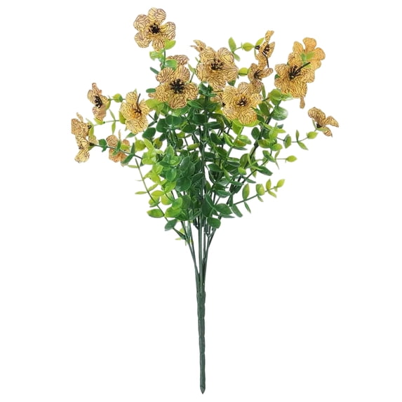 Artificial Flowers for Outdoor Use 7 Stems 35 Buds UV Resistant Faux Plastic Greenery Plants Realistic Fake Floral Arrangements for Garden Patio Porch Window Box Home Decor