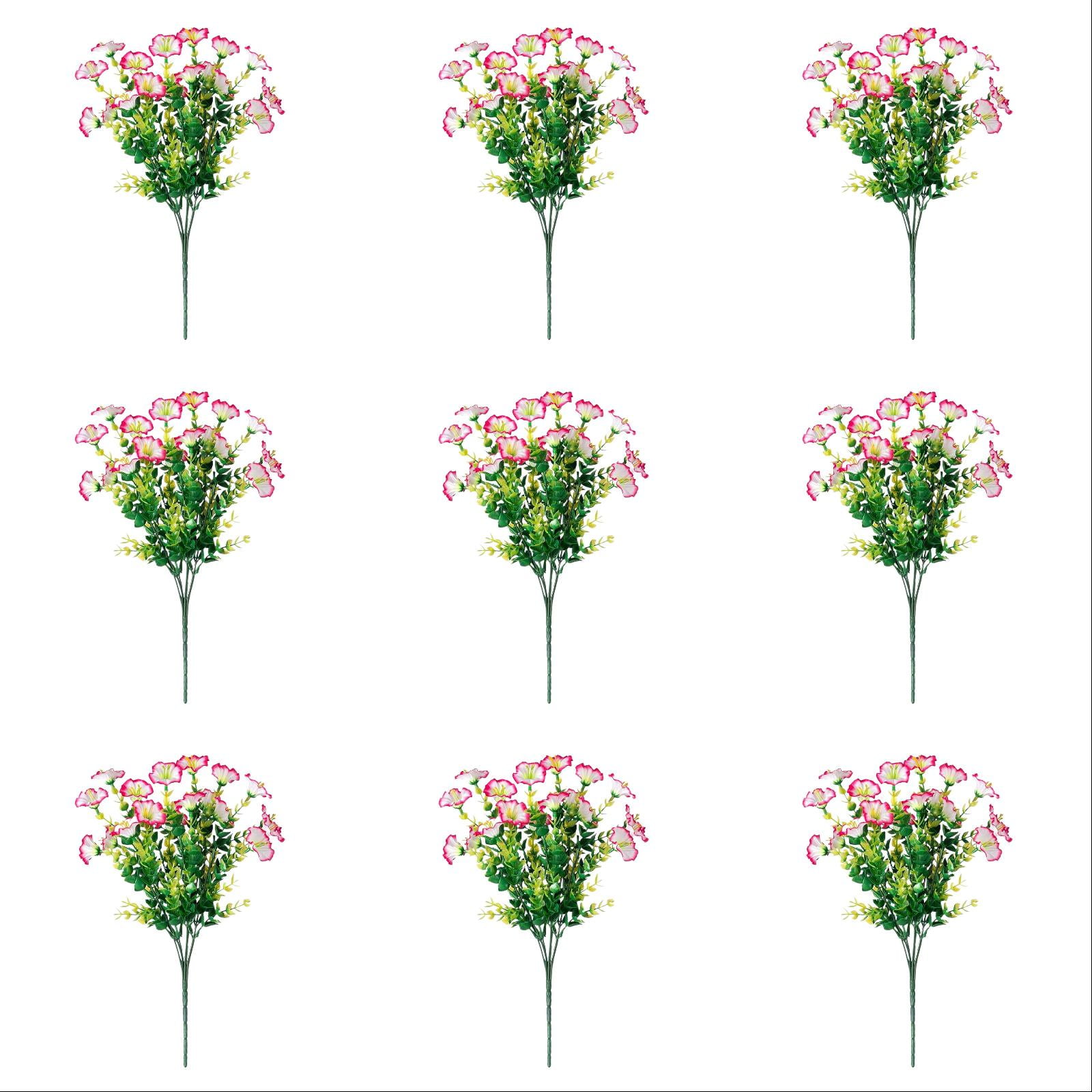 Artificial Flowers for Outdoors, 12 Bundles Eucalyptus Flower Multicolor Silk Flower Spring Summer Decoration, 14'' Artificial Outdoor Flowers for Home Planter Porch Patio Yard Decor