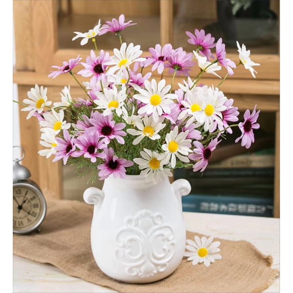 Artificial Flowers for Outdoors 12 Bundles Faux Silk Daisy UV Resistant Fake Wildflowers Plants with Stems Daisy Arrangements for Home Hotel Living Room Office Outdoor Planters Decorations