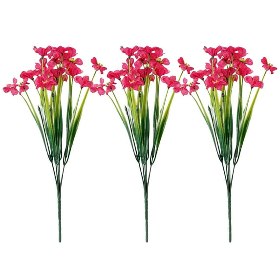 Artificial Flowers for Outdoors, 3 Bundles Eucalyptus Flower Multicolor Silk Flower Spring Summer Decoration, 14'' Artificial Outdoor Flowers for Home Planter Porch Patio Yard Decor