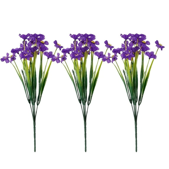 Artificial Flowers for Outdoors, 3 Bundles Eucalyptus Flower Multicolor Silk Flower Spring Summer Decoration, 14'' Artificial Outdoor Flowers for Home Planter Porch Patio Yard Decor