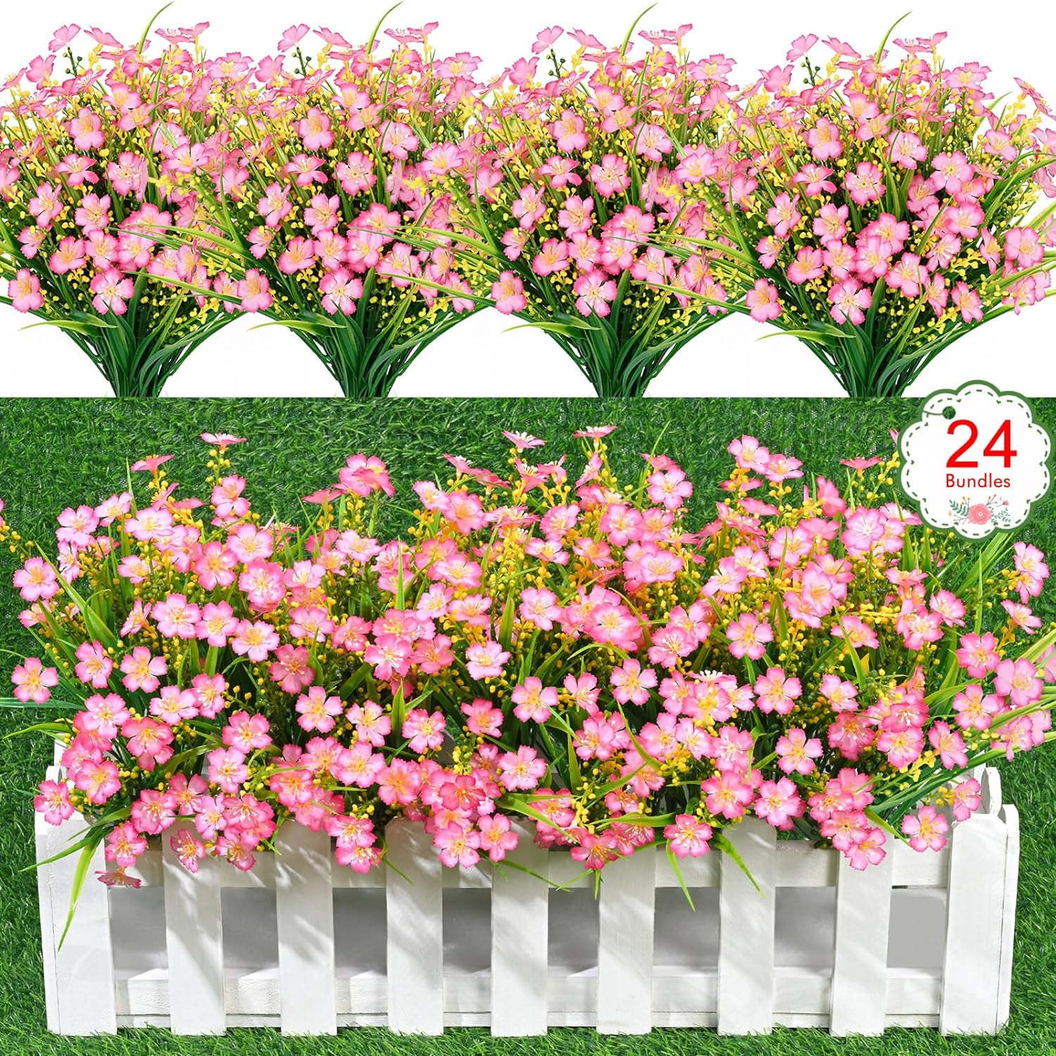 Artificial Flowers for Outdoors, 3Artificial Plants Outdoor, Fake Flowers, UV Resistant Faux Plants, Fake Outdoor Plants for Garden Porch Window Box Indoor Home Decor, Mix Color