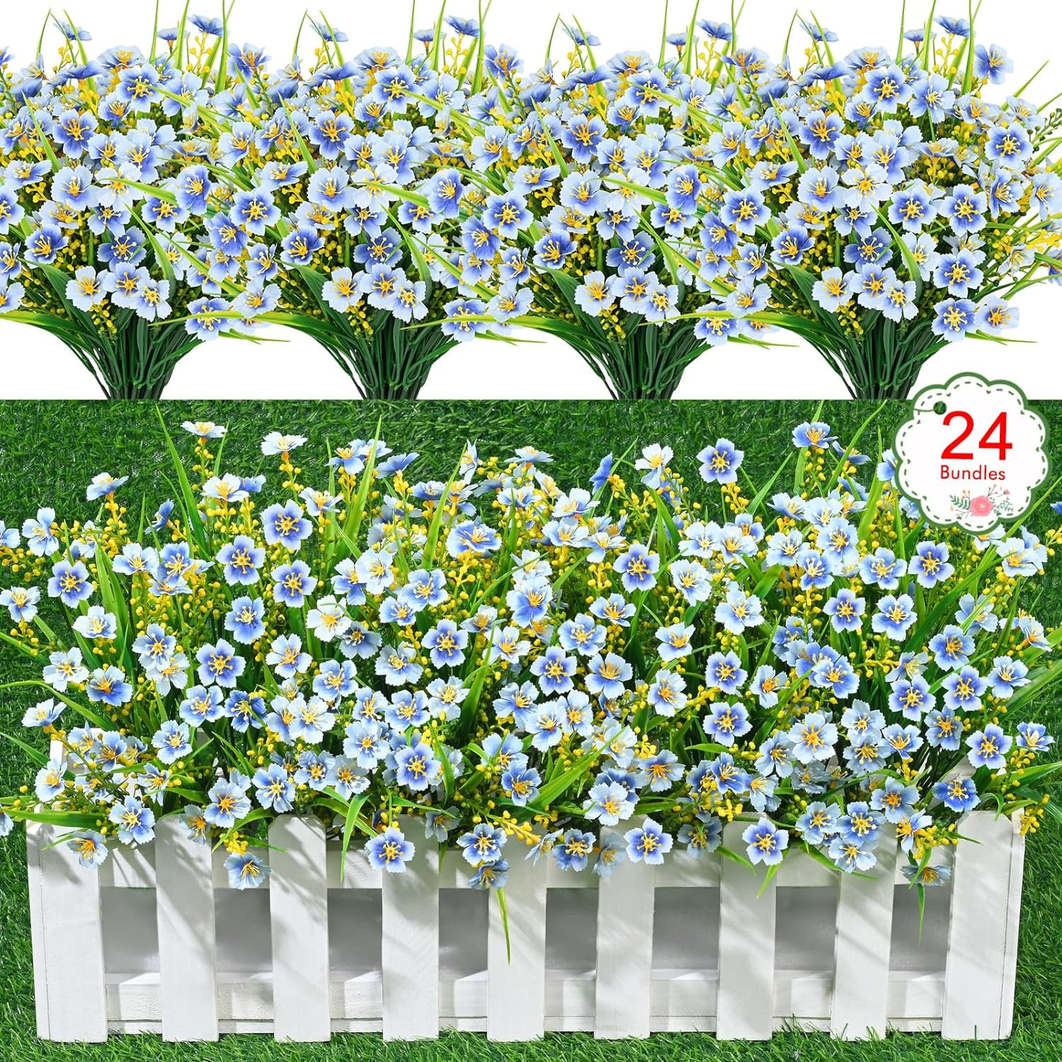 Artificial Flowers for Outdoors, 3Artificial Plants Outdoor, Fake Flowers, UV Resistant Faux Plants, Fake Outdoor Plants for Garden Porch Window Box Indoor Home Decor, Mix Color