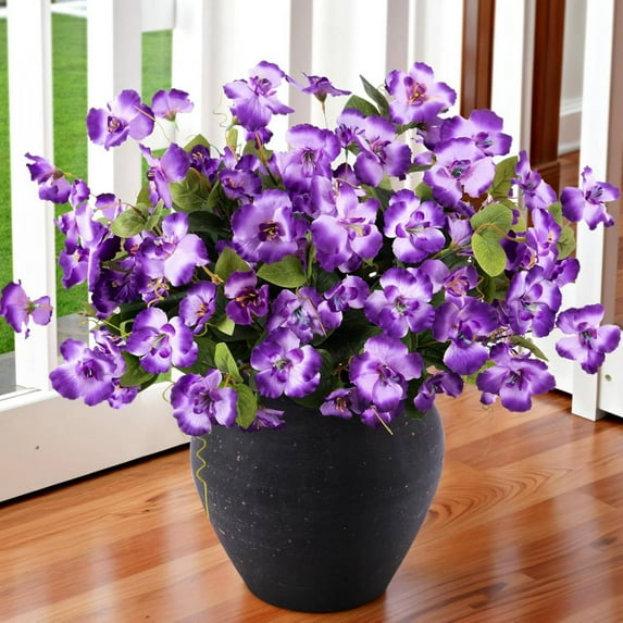 Artificial Flowers for Outdoors, 6 Bundles Fake Outdoor Hibiscus Flowers UV Resistant, Realistic Artificial Plants for Decoration, Fake Flowers for Front Porch Patio Outdoor Spring Decor