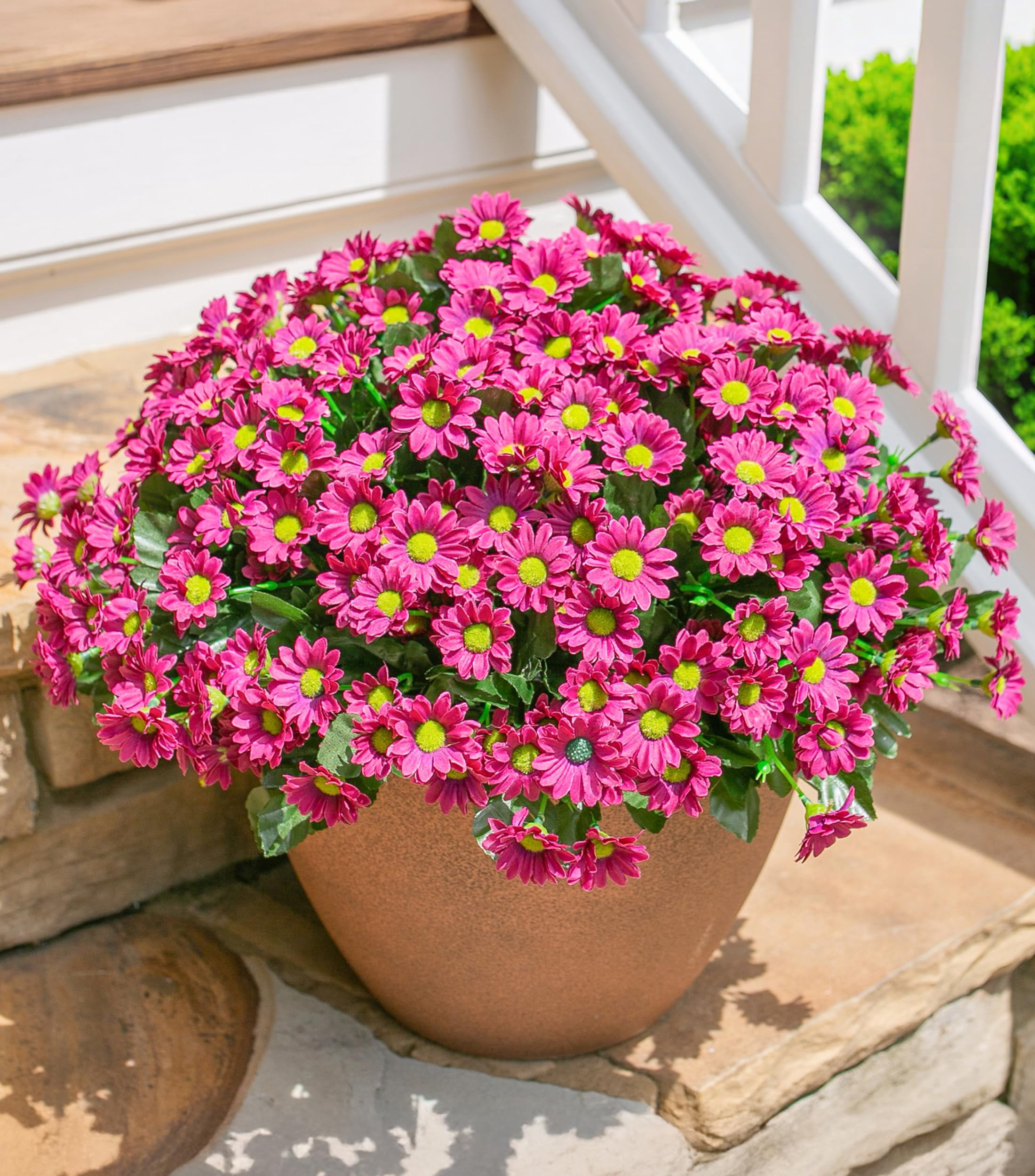 Artificial Flowers for Outdoors Decoration, 6 Bundles Fake Plants Flowers Bouquet Faux Flowers for Outdoor Planter Look Real UV Resistant Silk Flowers for Outside Front Door Porch Patio, Yellow