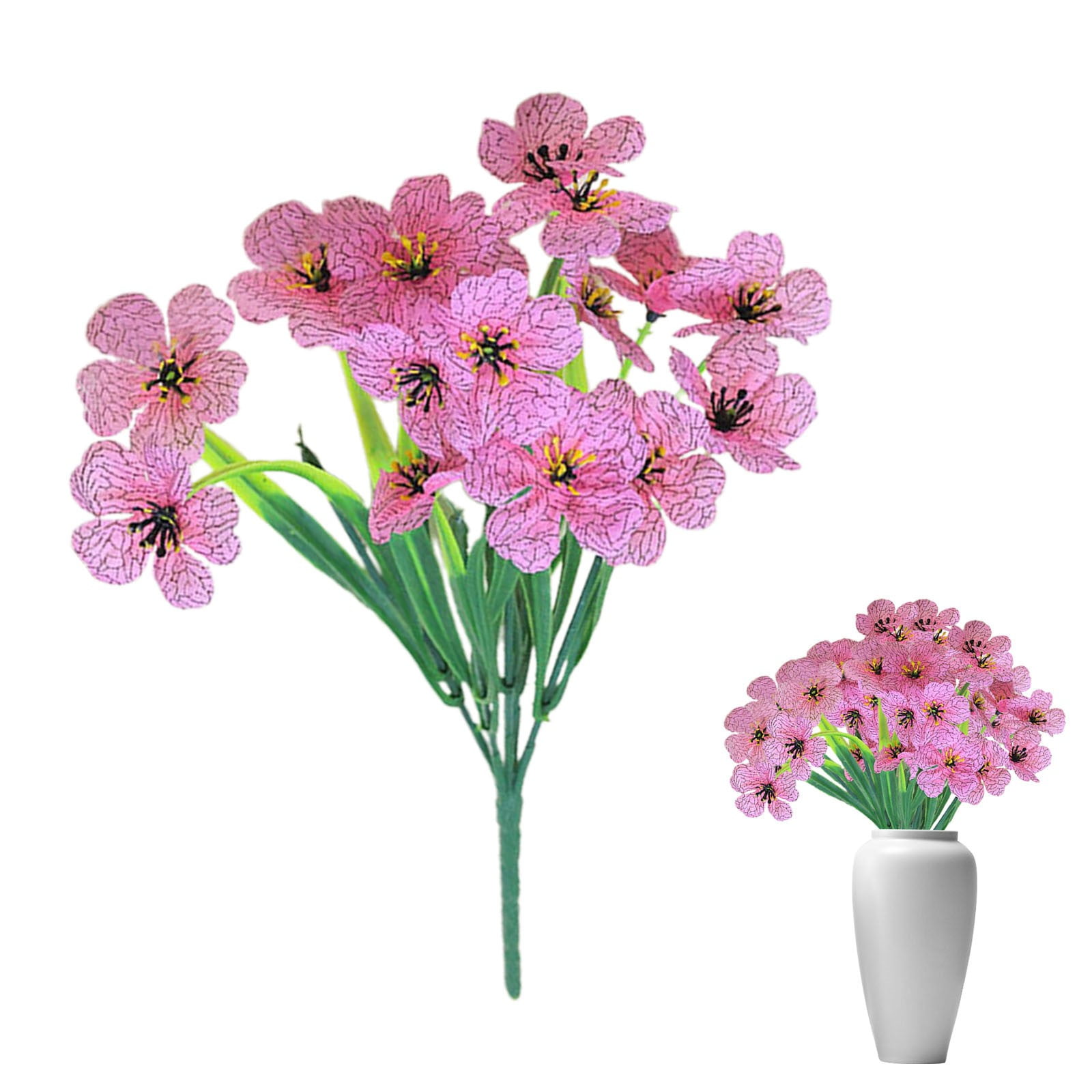 Artificial Flowers for Outdoors Decorations, Fake Flowers Faux Plants Silk Colorful Daisy Eucalyptus Flowers Realistic UV Resistant for Garden Patio Porch Box Home Decor, 13Inches