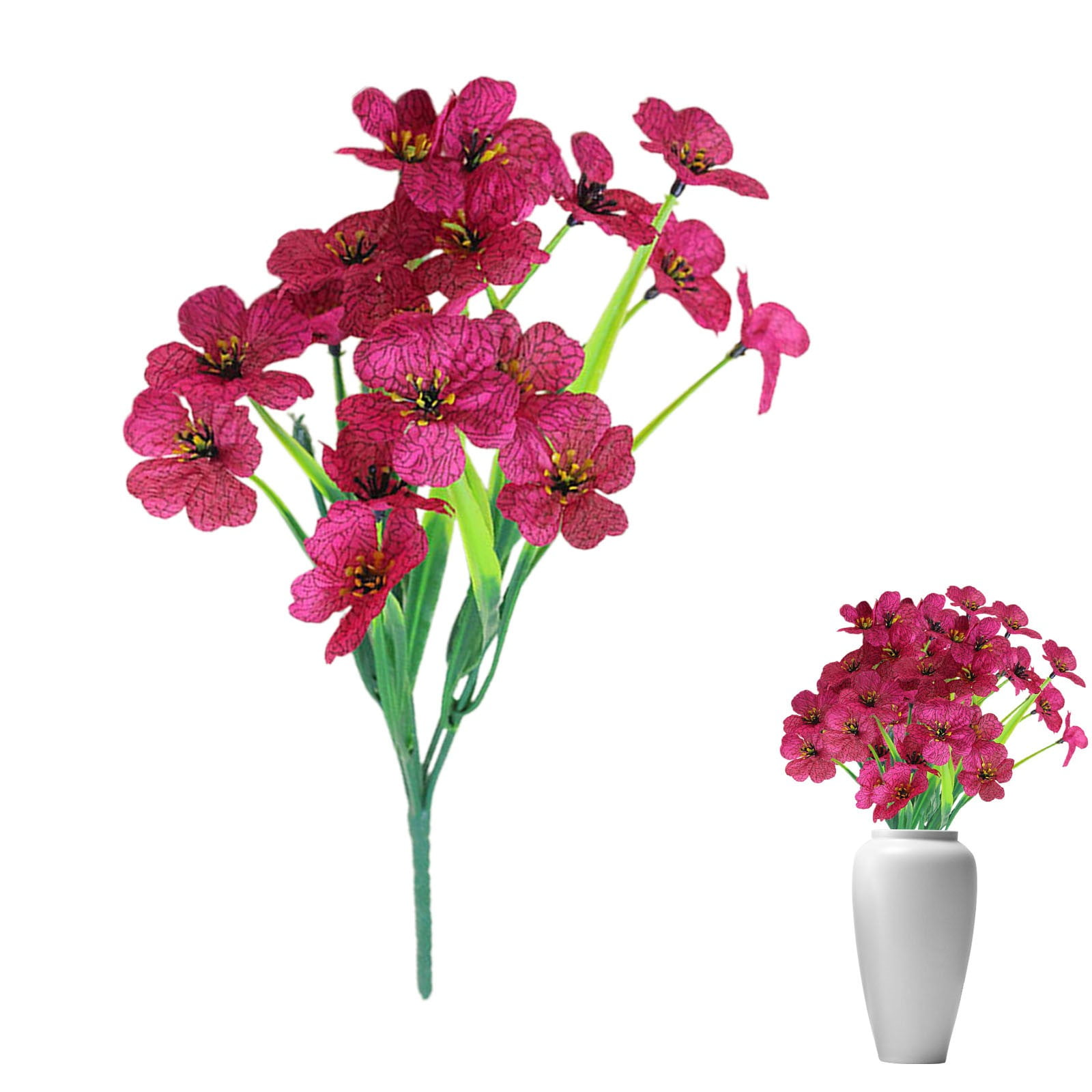 Artificial Flowers for Outdoors Decorations, Fake Flowers Faux Plants Silk Colorful Daisy Eucalyptus Flowers Realistic UV Resistant for Garden Patio Porch Box Home Decor, 13Inches