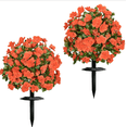thumbnail image 1 of Artificial Flowers for Outdoors, Faux Outdoor Plants Fake Plants Topiary Balls Artificial Outdoor Set of 2 with Ground Spike for Home Front Porch Patio Garden Decor, Saffron, 1 of 7