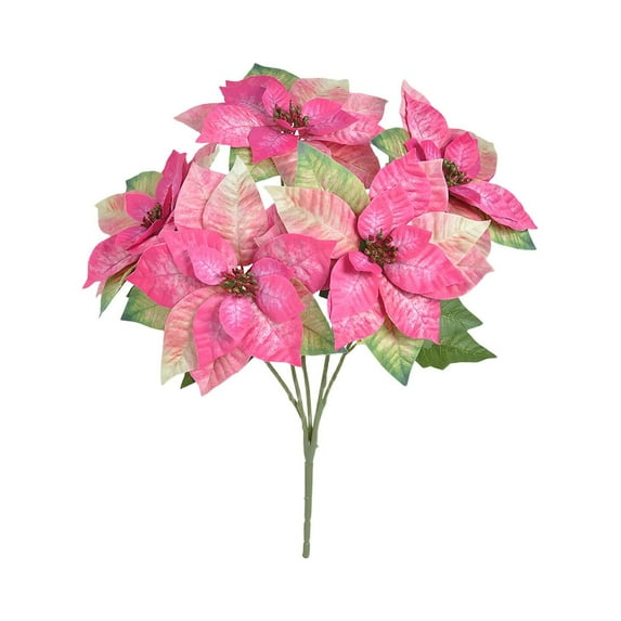 Artificial Flowers for Outdoors Red Poinsettia Flowers Artificial Real Touch UV Resistant Faux Flowers for Outdoor Planters Garden Porch Patio Home Winter Decor