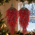 thumbnail image 1 of Artificial Flowers for Outdoors, Vine Plant Fake 2 Pcs Ferns Artificial Plants Large Faux Hanging Plant Artificial Hanging Plants Wall Plants Garden Wedding Party Indoor Outdoor Decor (Red), 1 of 10