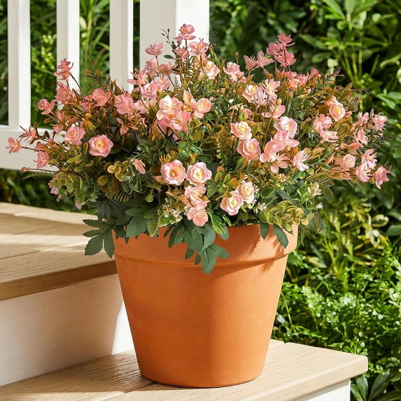 Pink Flower Artificial Flowers Plants for Outdoors, Fake Flowers Pink Rose | Pink ...