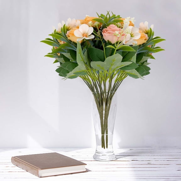 Artificial Flowers Plants for Sping Summer Outdoors Indoors Decoration, Simulated Camellia Rose Home Decoration Vase Flower Arrangement Decoration Outdoor Wedding Props Fake Flowers
