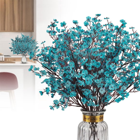 Halloween Flowers,1 Pcs Artificial Flowers Gypsophila Bouquets Bulk Real Touch Fake Silk Flowers For Home Diy Floral Arrangement Table Centerpiece Fall Thanksgiving Autumn Decoration (Dark blue)