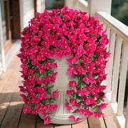 Scidweet Artificial Bougainvillea Flowers for Outdoors, 4 Pcs Faux Silk Hanging Flowers Long Trailing Fake Vines for Front Door Porch Planter Balcony Patio Summ