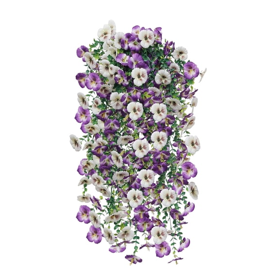 Artificial Flowers Plants for Outdoor with Basket,Silk Hanging Faux Flowers Long Trailing Vines for Outside Home Porch Patio Decoration