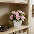 thumbnail image 1 of Artificial Flowers Plantss Bonsai,Mini Rose Foam Fake Plantss Potted,Small Flowers Ornament with Square Pot for Wedding Table Decoration,Home&Office Desktop Decoration,Pink, 1 of 8