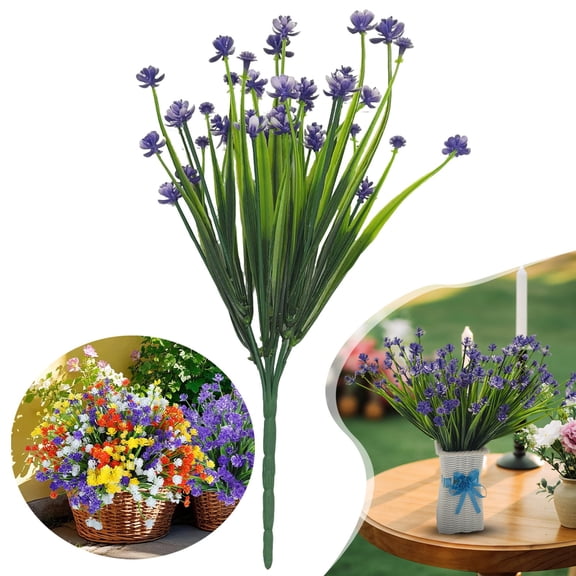 Artificial Flowers, Plastic Daffodil Outdoors Flowers, UV Resistant Plants, Plants Summer Decoration, Realistic Flower Bouquet, Durable Floral Decor, Forget-Me-Not Simulation Flowers,Purple