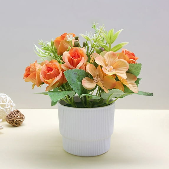 Artificial Flowers Plastic Plants, Small Potted Plants for Home Decor ...