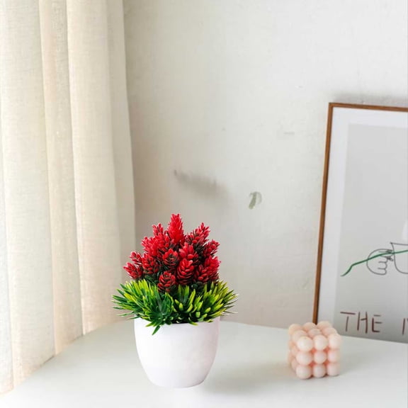 Artificial Flowers Potted Bonsai, Fake Flower Arrangement for Christmas Decor, Hostess Gift for Family Gathering, Home Decor Centerpiece for Mantel Display and Tabletop Placement Akmoler