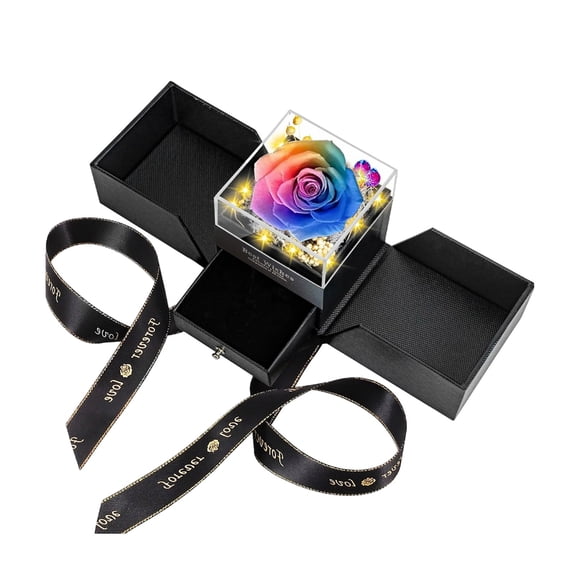 Artificial Flowers Preserved Flower Gift Box Rose Jewelry Packaging Box Acrylic Drawer Box Holiday Gift Box High End Jewelry Box (Multicolor)