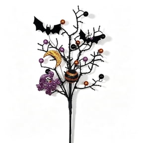 Artificial Flowers, Realistic Halloween Dead Branches with Decorative Balls, Fade Resistant Plastic Twig Stems for Vase, Table & Mantel, Halloween Home Fall Decoration, 17.7 Inch