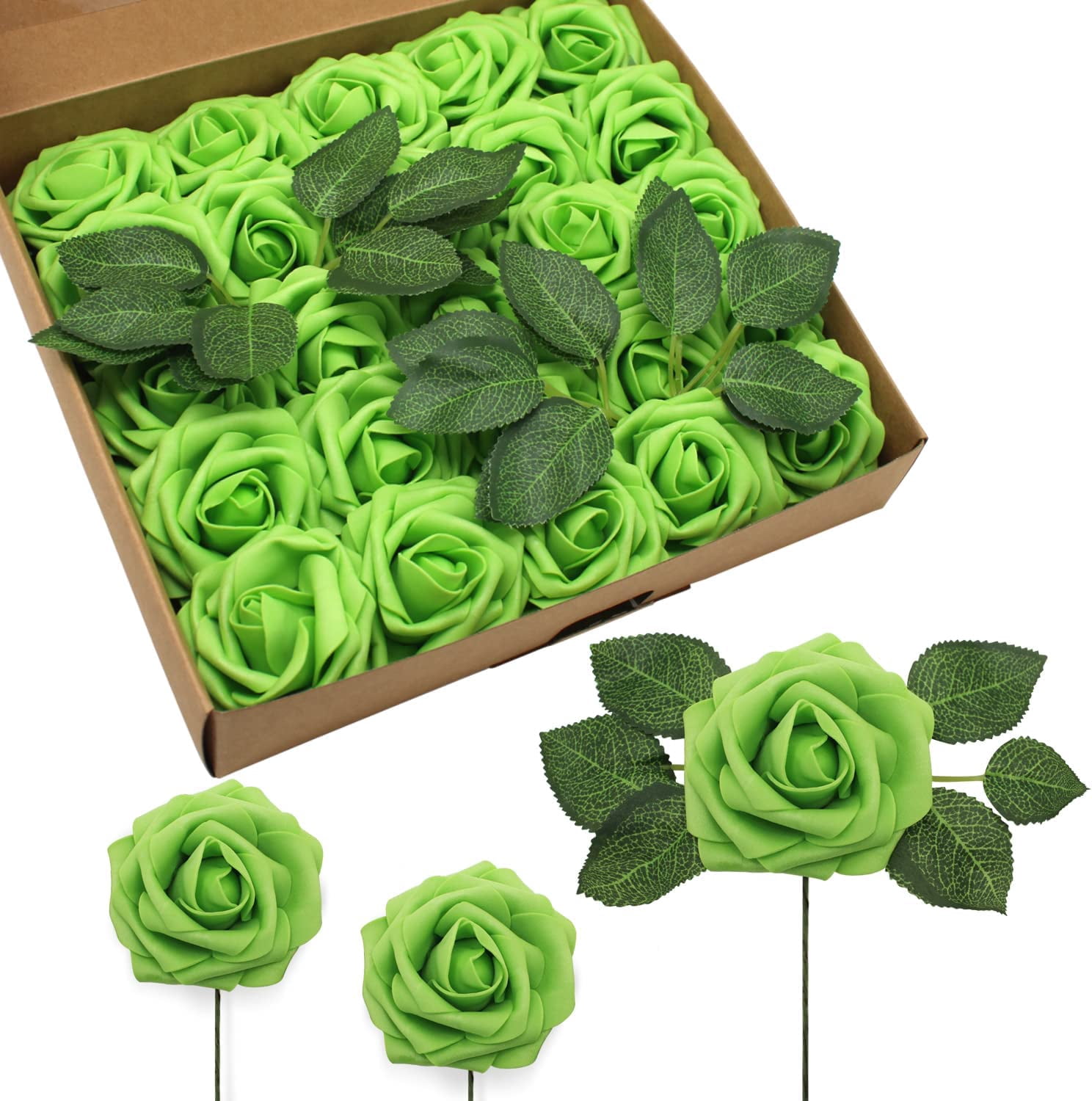 Artificial Flowers Realistic Roses, 25pcs Real Looking Fake Roses with ...
