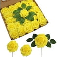 thumbnail image 1 of Artificial Flowers Realistic Roses, 25pcs Real Looking Fake Roses with Stem for DIY Wedding Bouquets Centerpieces Bridal Shower Party Home Romantic Decorations (Yellow), 1 of 5