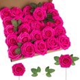 thumbnail image 1 of Artificial Flowers Red Roses Scheam 25Pcs Real Looking Fake Flowers Foam Roses w/Twig DIY Wedding Bouquets Centerpieces Baby Shower Party Home Decorations(Rose Red), 1 of 5
