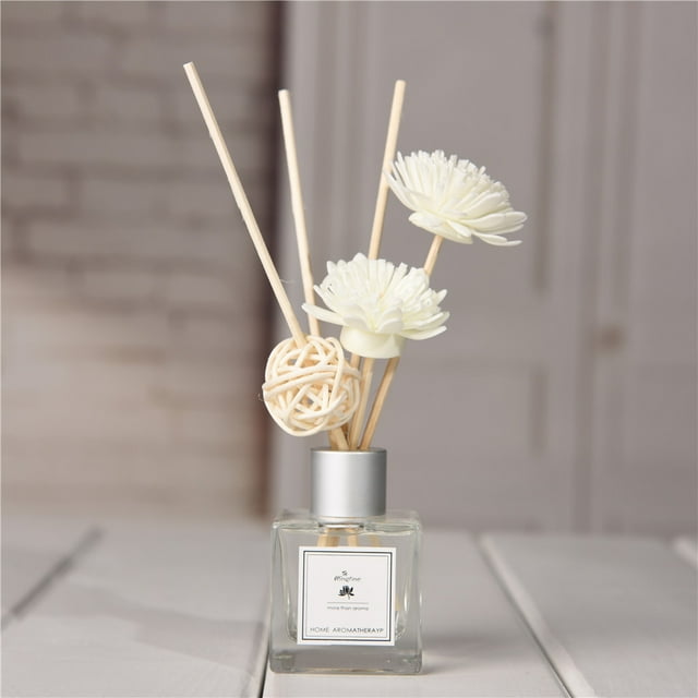 Artificial Flowers Reed Oil Diffusers With Natural Sticks, Glass Bottle