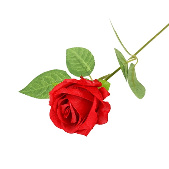 Artificial Flowers Rose, 1 Pc Single Rose Real Touch Fake Silk Flower Head with Long Stem for Women Wedding Mother Valentine Gift Home Decor Anniversary, 21.07 Inch, Bright Red