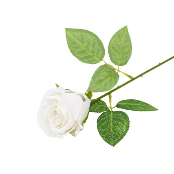 Artificial Flowers Rose, 1 Pc Single Rose Real Touch Fake Silk Flower Head with Long Stem for Women Wedding Mother Valentine Gift Home Decor Anniversary, 21.07 Inch, Off-White