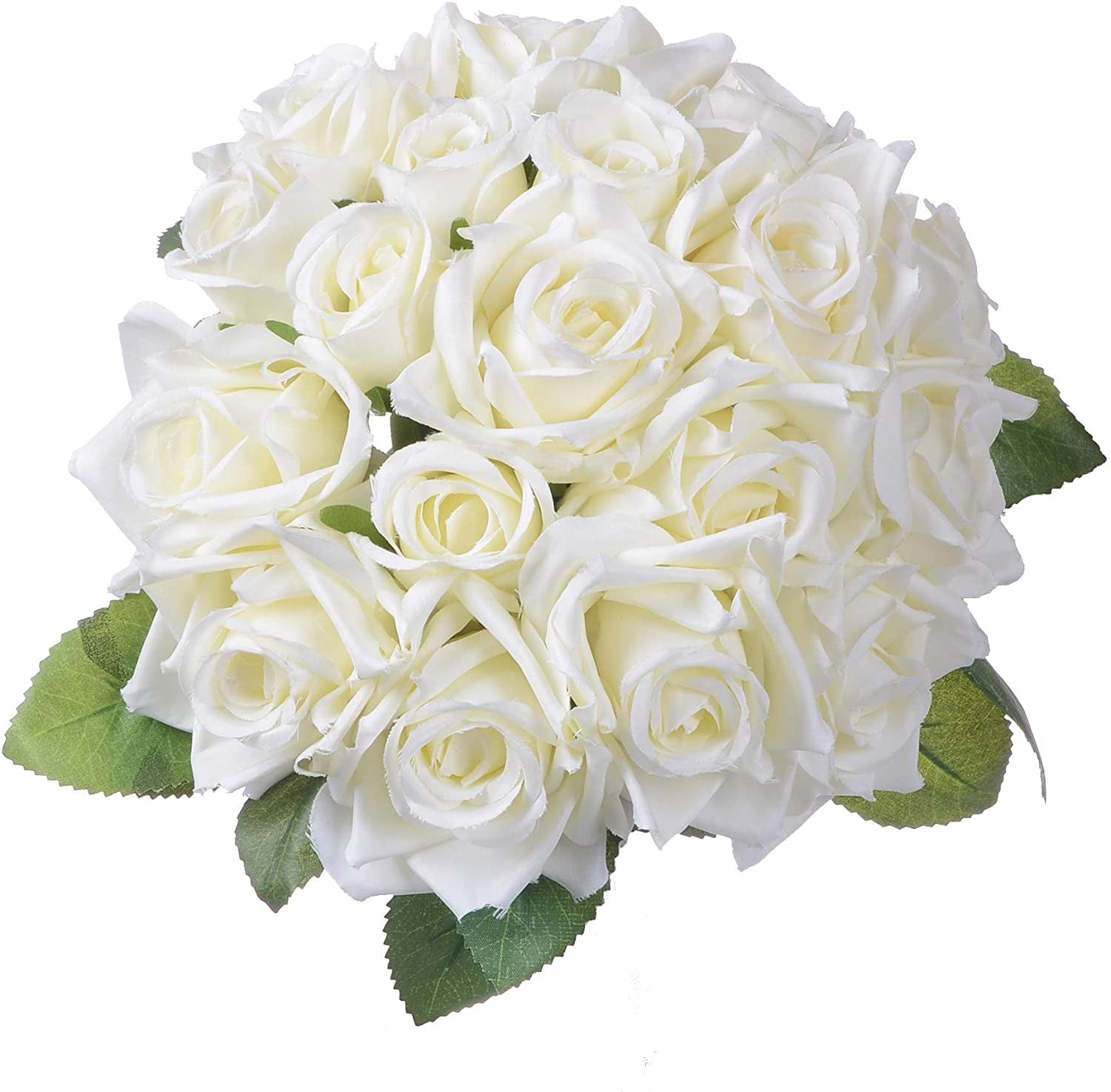 Elegant White Silk and Plastic Rose Bouquet Centerpiece