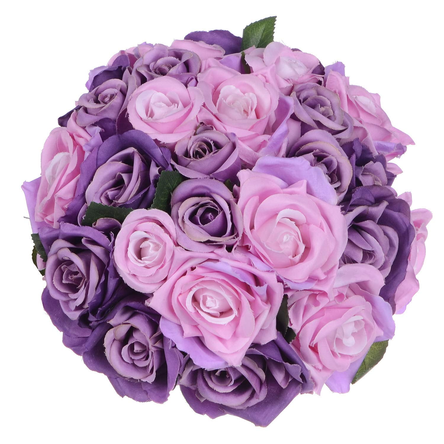 Artificial Flowers Rose Bouquet 2 Pack Fake Flowers Silk Plastic Artificial  White Roses 18 Heads Bridal Wedding Bouquet for Home Garden Party Wedding  Decoration (Purple-Pink) 