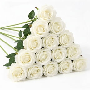 Artificial Flowers Roses 15pcs Real Looking Silk Fake Roses with Long Stems for DIY Wedding Bouquets Centerpieces Home Decor Party Valentine's Day Mother's Day Anniversary