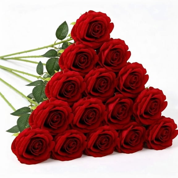 Artificial Flowers Roses 15pcs Real Looking Silk Fake Roses with Long Stems for DIY Wedding Bouquets Centerpieces Home Decor Party Valentine's Day Mother's Day Anniversary