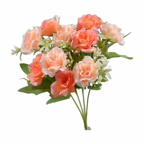 Artificial Flowers Roses Bloom Bush Spring Faux Flower Arrangement for Outdoor & Indoor Wedding Home Decor, Cemetery Decorations for Grave, Summer Flowers