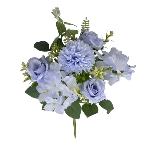 Artificial Flowers Roses Carnation Mixed Bush Spring Faux Flower Indoor Wedding Home Decor, Cemetery Decorations for Grave