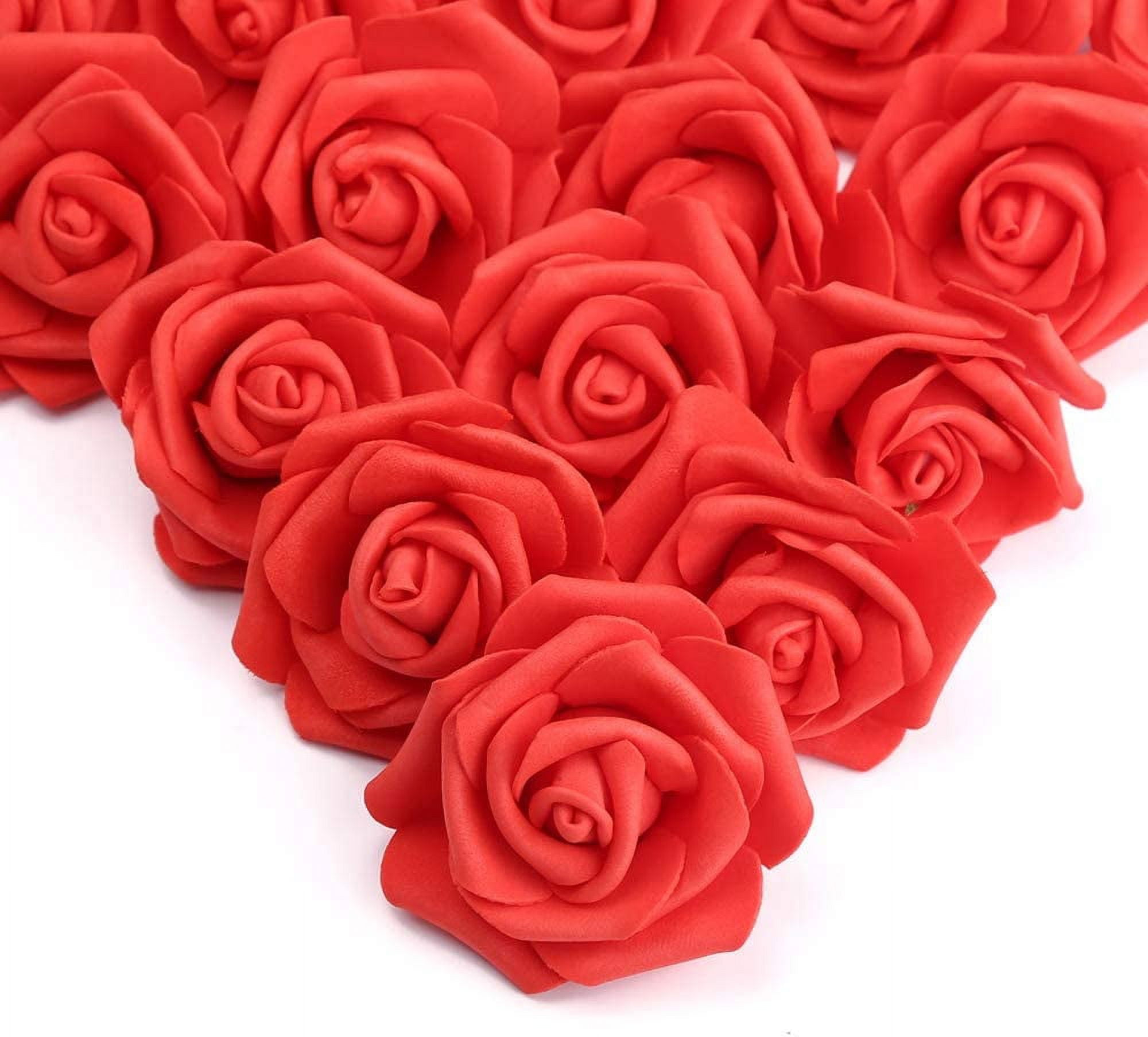 Artificial Flowers Roses Flower Heads Coral Red Foam Fake Roses for DIY ...