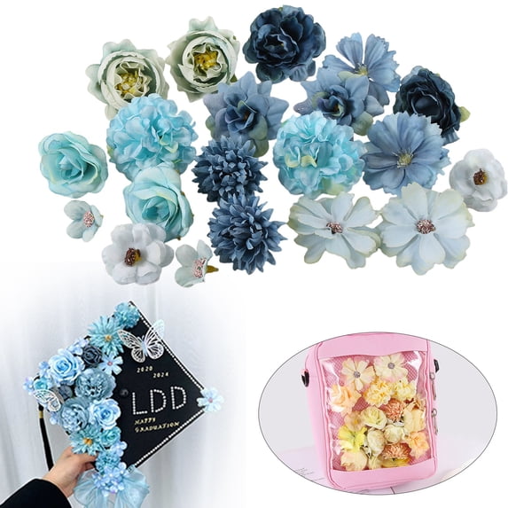 Artificial Flowers, Roses, Flower Heads for Crafts, Home, Spring Garden, Wild Flower Wreath, Hanging Decoration, Small Fabric Rose Heads