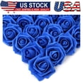thumbnail image 1 of Artificial Flowers Roses Heads, 100 Pcs Faux Flowers Real Looking Blue Foam Fake Roses for DIY Crafts Wedding Bouquets Arrangements Party Home Decorations (Royal Blue), 1 of 5