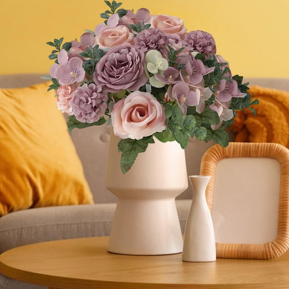 Artificial Flowers Roses, Lifelike Flowers, Faux Flower Arrangements for Dining Table Centerpiece Decor, Table Centerpieces for Dining Room